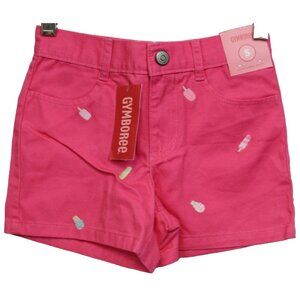 2010 Gymboree Popsicle Party Shorts sz 5 Pastel Pink Pockets Embroidery Adjustab